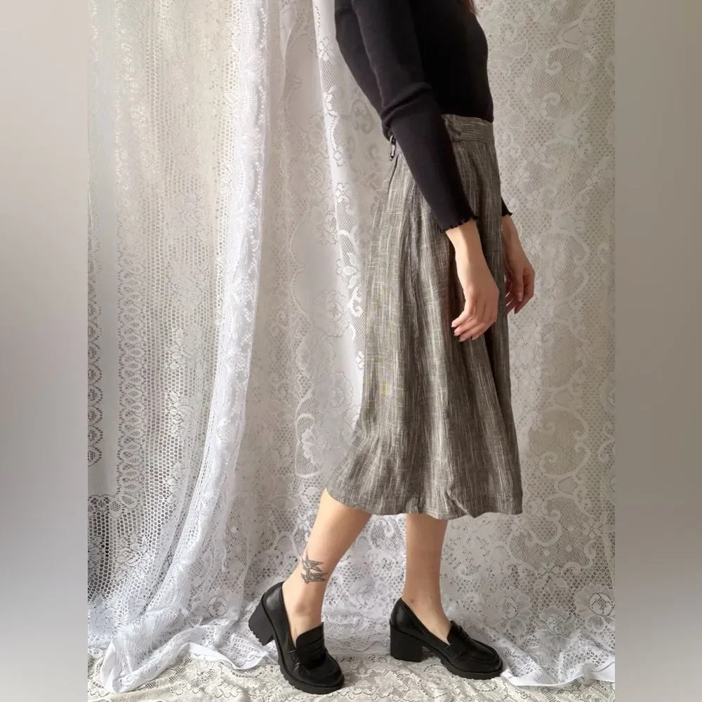 Vintage 90s Button Front Midi Skirt Norton McNaughton Size 8 - Picture 7 of 12